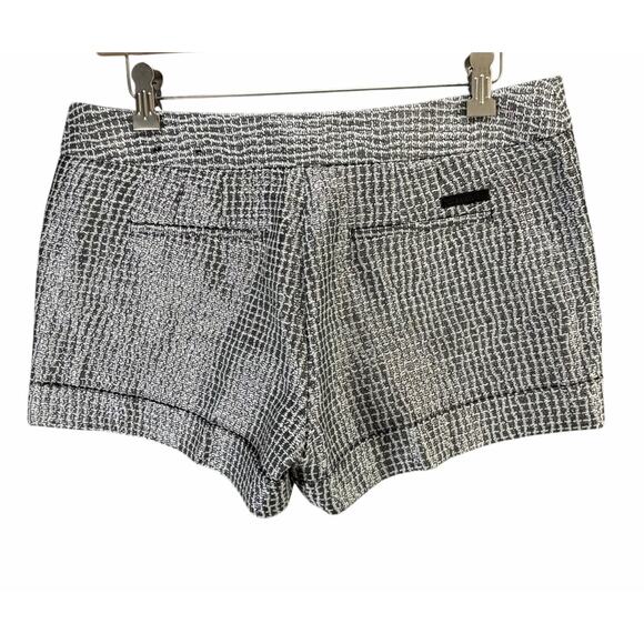 Express Tweed Shorts Women 6 Silver Metallic Black Pockets Cuffed Lined Party - Picture 3 of 11